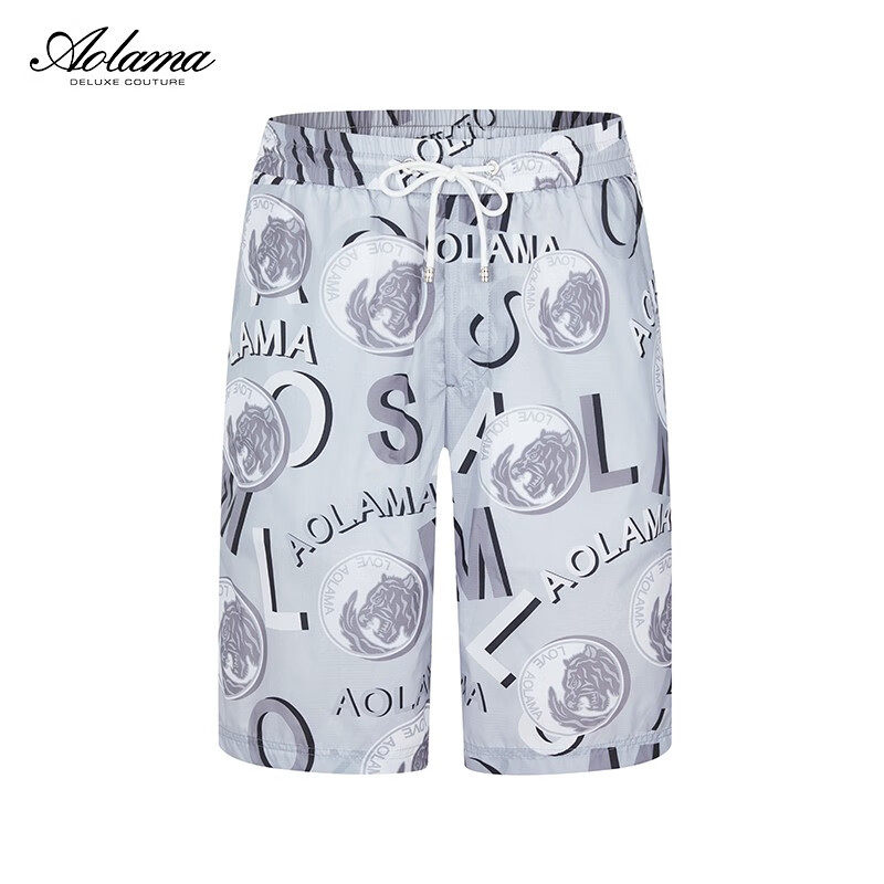 奥拉玛（Aolama）男装短裤夏季新款个性印花休闲百搭男士短裤沙滩