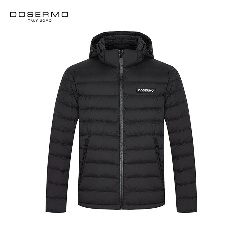 DOSERMO丹西摩男装轻奢冬季黑色简洁保暖连帽羽绒服061534991
