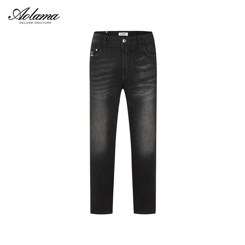 AOLAMA奥拉玛男士冬新款加绒直筒修身牛仔裤080544087