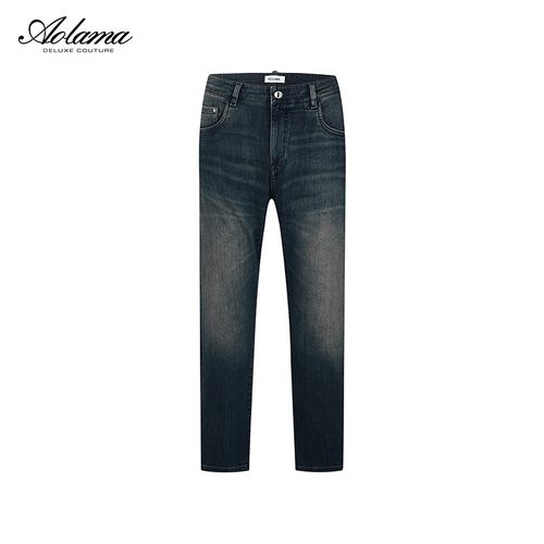 aolama奥拉玛男装秋季轻奢烫钻水洗直筒时尚简约牛仔裤080543906