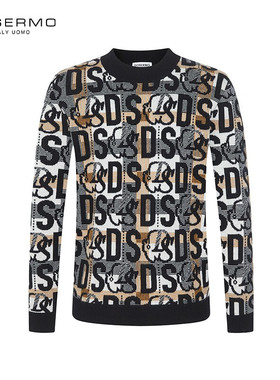 丹西摩（DOSERMO）轻奢羊毛衫圆领厚款羊绒衫针织提花打底衫