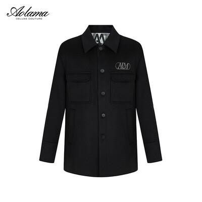 AOLAMA奥拉玛男装轻奢冬季绵羊毛潮流带钻大衣081634153