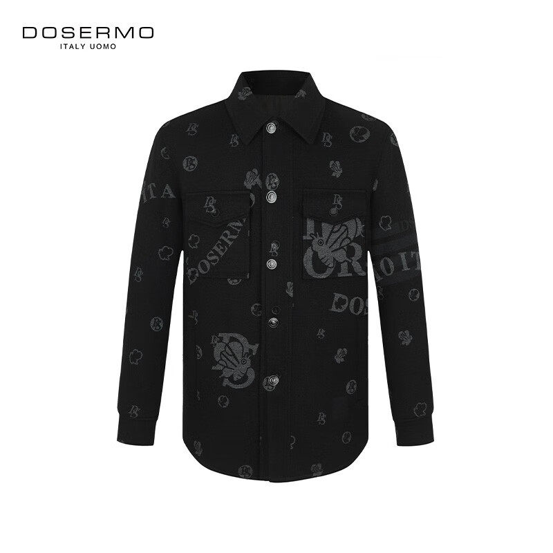 丹西摩(DOSERMO)轻奢男装秋冬短大衣蜜蜂图案提花工艺男士外套