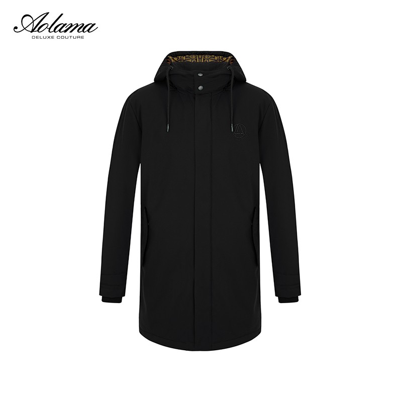 AOLAMA奥拉玛男装轻奢冬季连帽中长外套羽绒服081534637