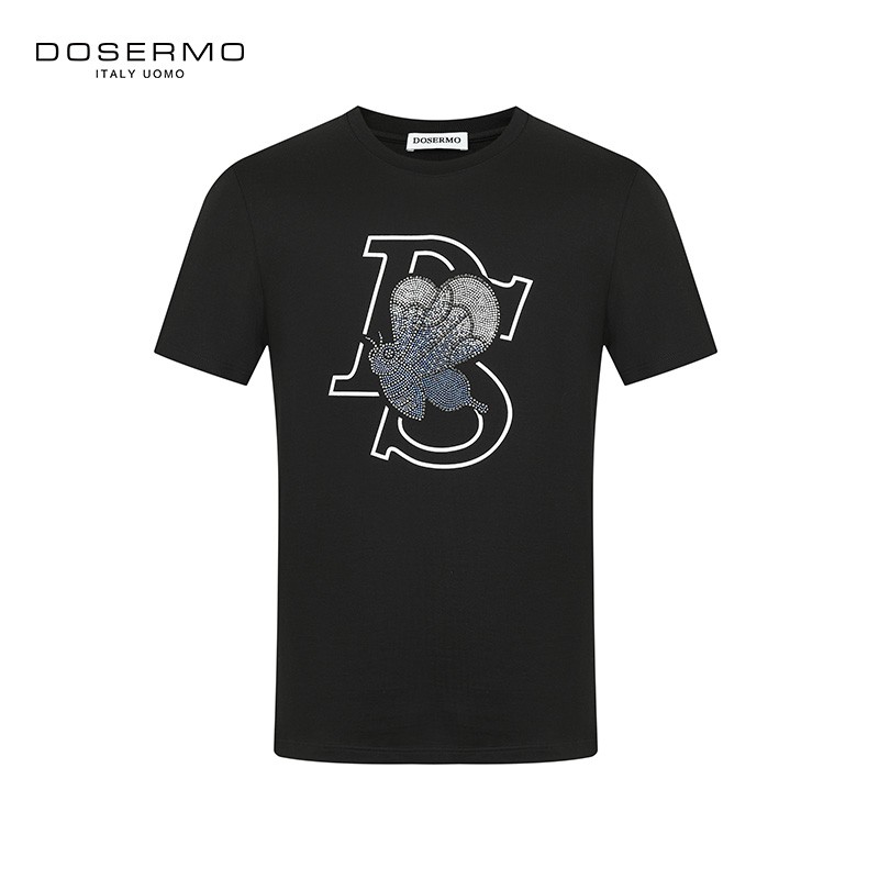 DOSERMO丹西摩輕奢男裝夏燙鉆漸變蝴蝶印花短袖純棉T恤060242250