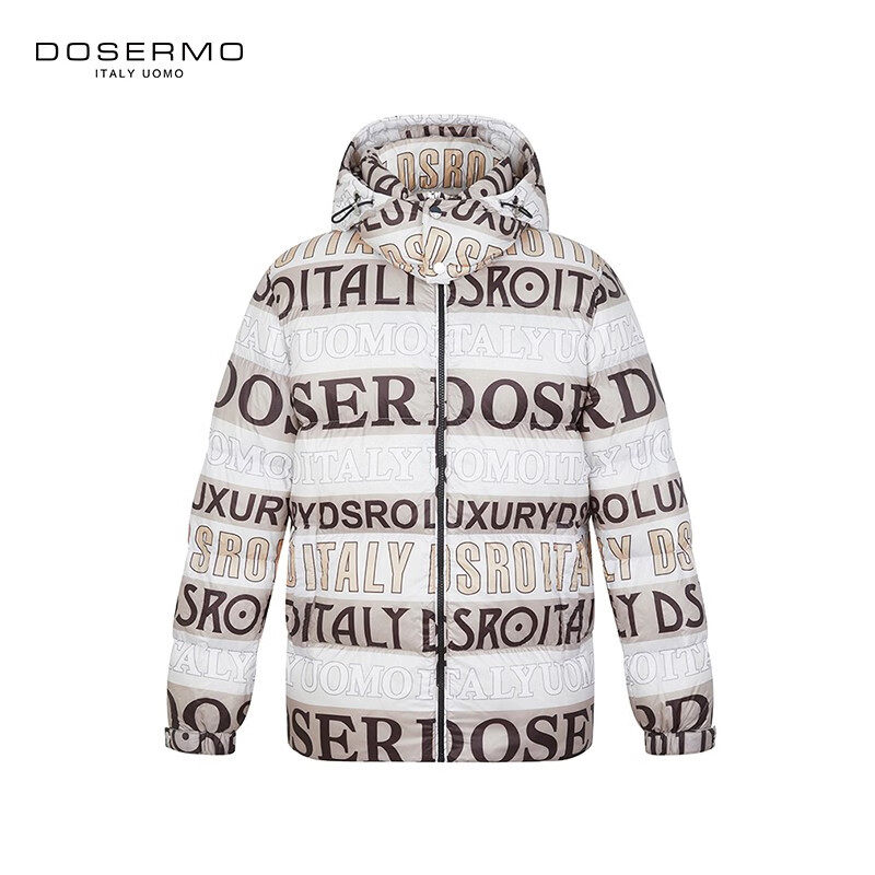 丹西摩（DOSERMO）轻奢男装满身印花短款羽绒服宽松秋冬羽绒外套