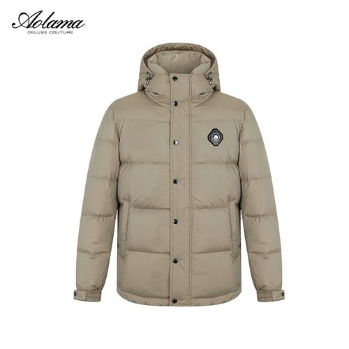 AOLAMA奥拉玛男装轻奢冬季白鸭绒烫钻胸章连帽羽绒服081544708