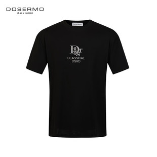 丹西摩（DOSERMO）轻奢男装微阔净色纯棉短袖T恤烫钻字母点缀
