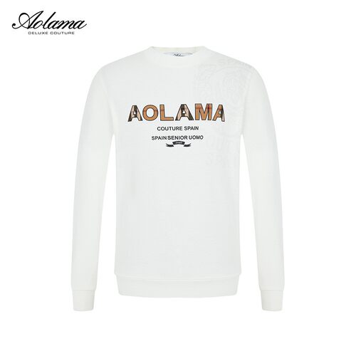 aolama奥拉玛男装轻奢印花秋季字母修身款圆领卫衣081343990