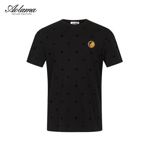 AOLAMA奥拉玛男装夏新款修身刺绣短袖T恤080252504
