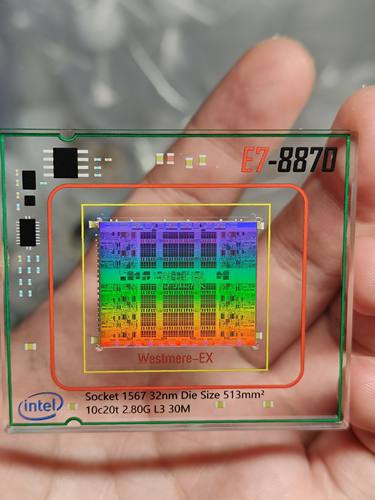 intel英特尔至强xeon E7 8870CPU晶圆摆件集成电路芯片半导体滴胶