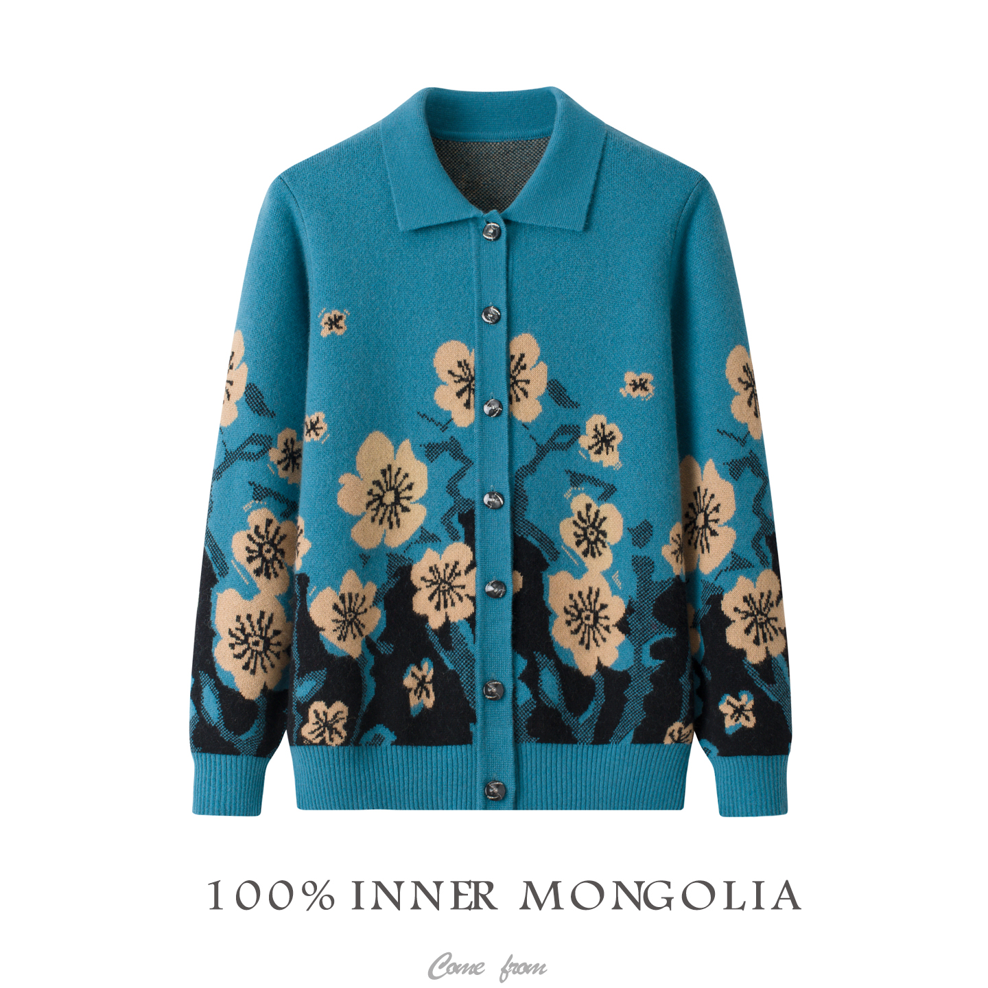 送长辈纯山羊绒开衫女优雅大气针织衫加厚中老年毛衣外套妈妈款