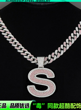 欧美高级感嘻哈A字母吊坠古巴链