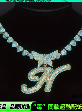 欧美原创设计爆款嘻哈蝴蝶头项链