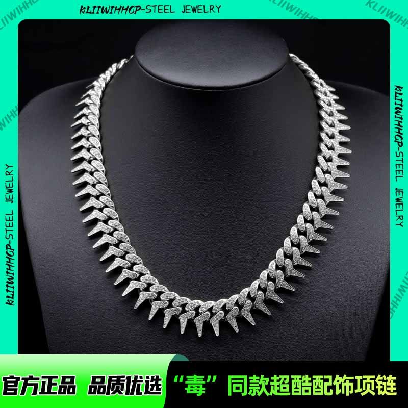 美满钻说唱带刺荆棘镶钻古巴链