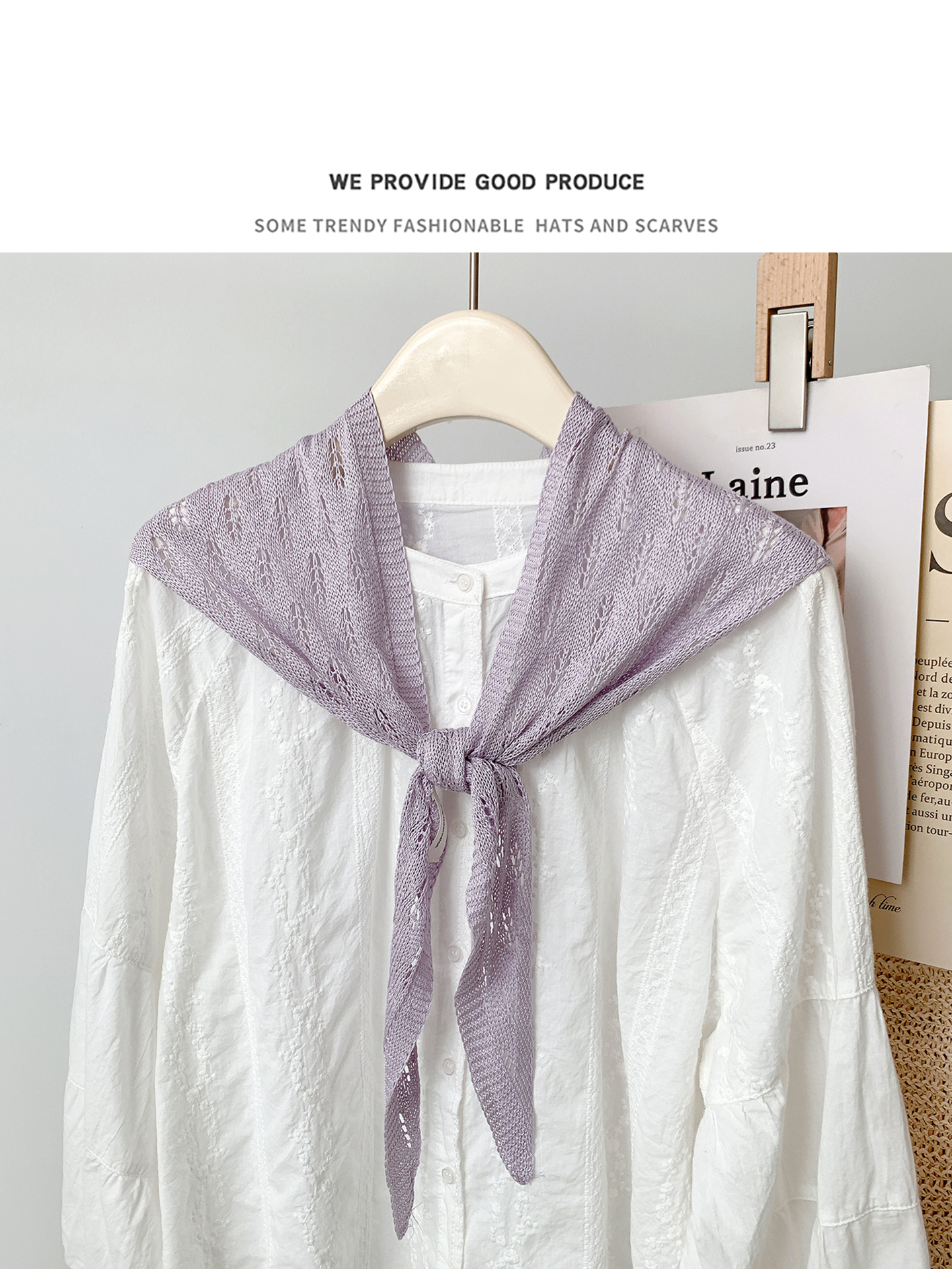 纯色剪裁三角女围巾配小披肩装饰假领马甲时尚百搭春夏秋