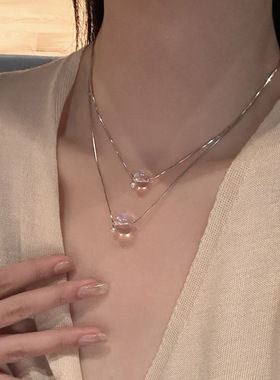 无水晶蛇骨链新款s925银白项链