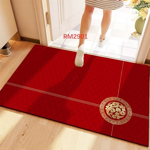 入户门进门门口玄关地垫门垫脚垫垫子红色喜庆防滑裁剪硅胶硅藻泥