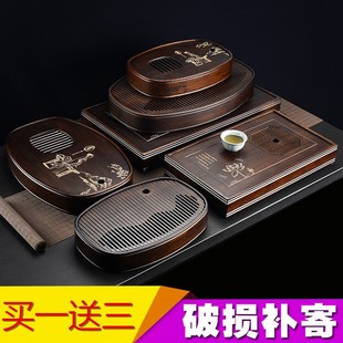 茶具套装 竹制茶盘储蓄水会友茶海茶台家用干泡复古长方形托盘中式