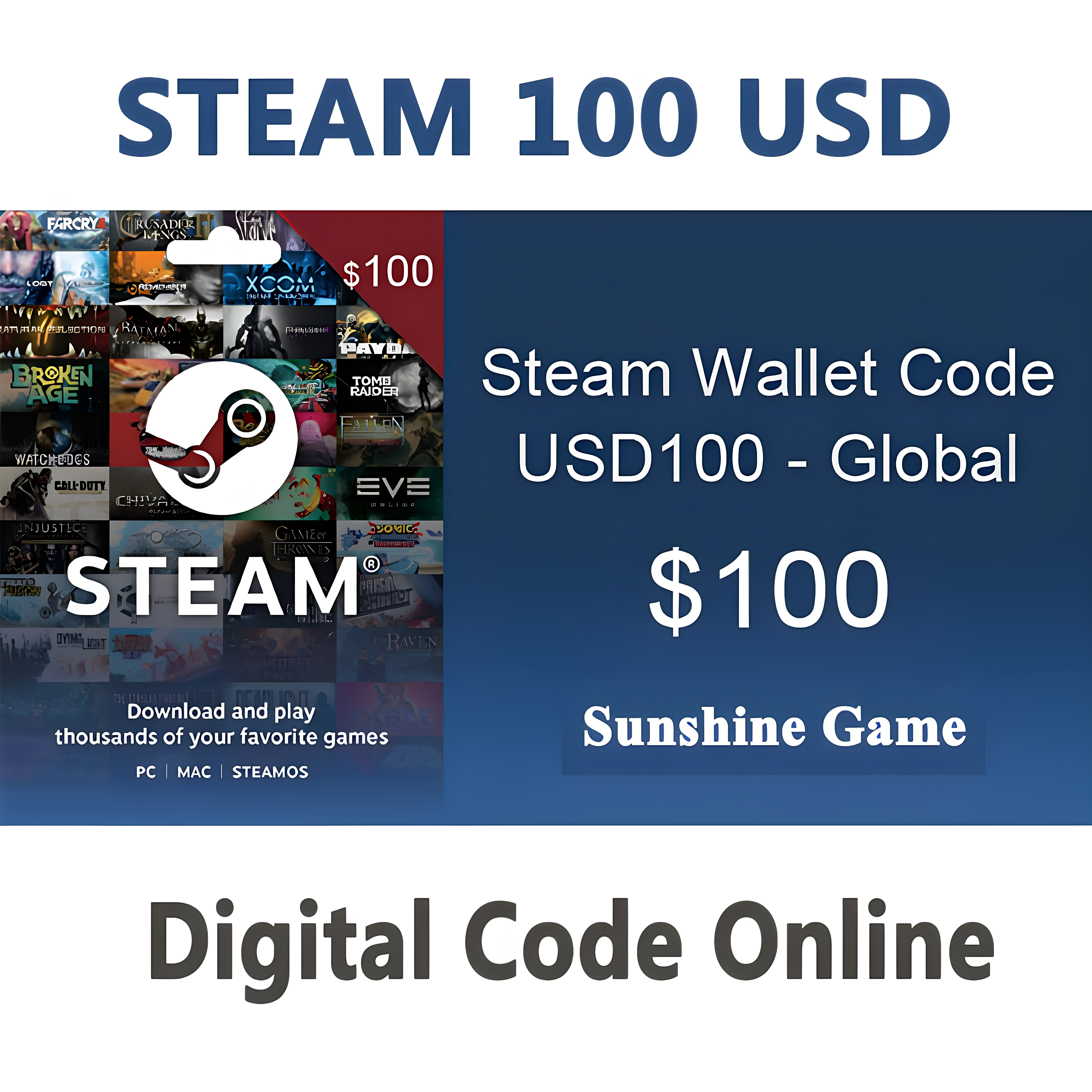 SteamCardUS$100美区蒸汽点卡图片