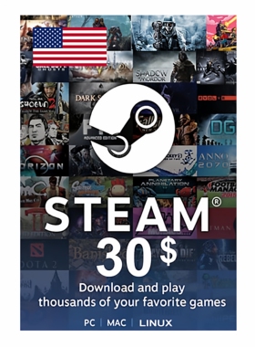 USD30 Steam Wallet Gift Card USA 美国STEAM钱包預付点卡30美元