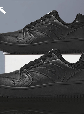 安踏板鞋男鞋黑色鞋子2026冬季新款潮流厚底增高小灵感运动休闲鞋