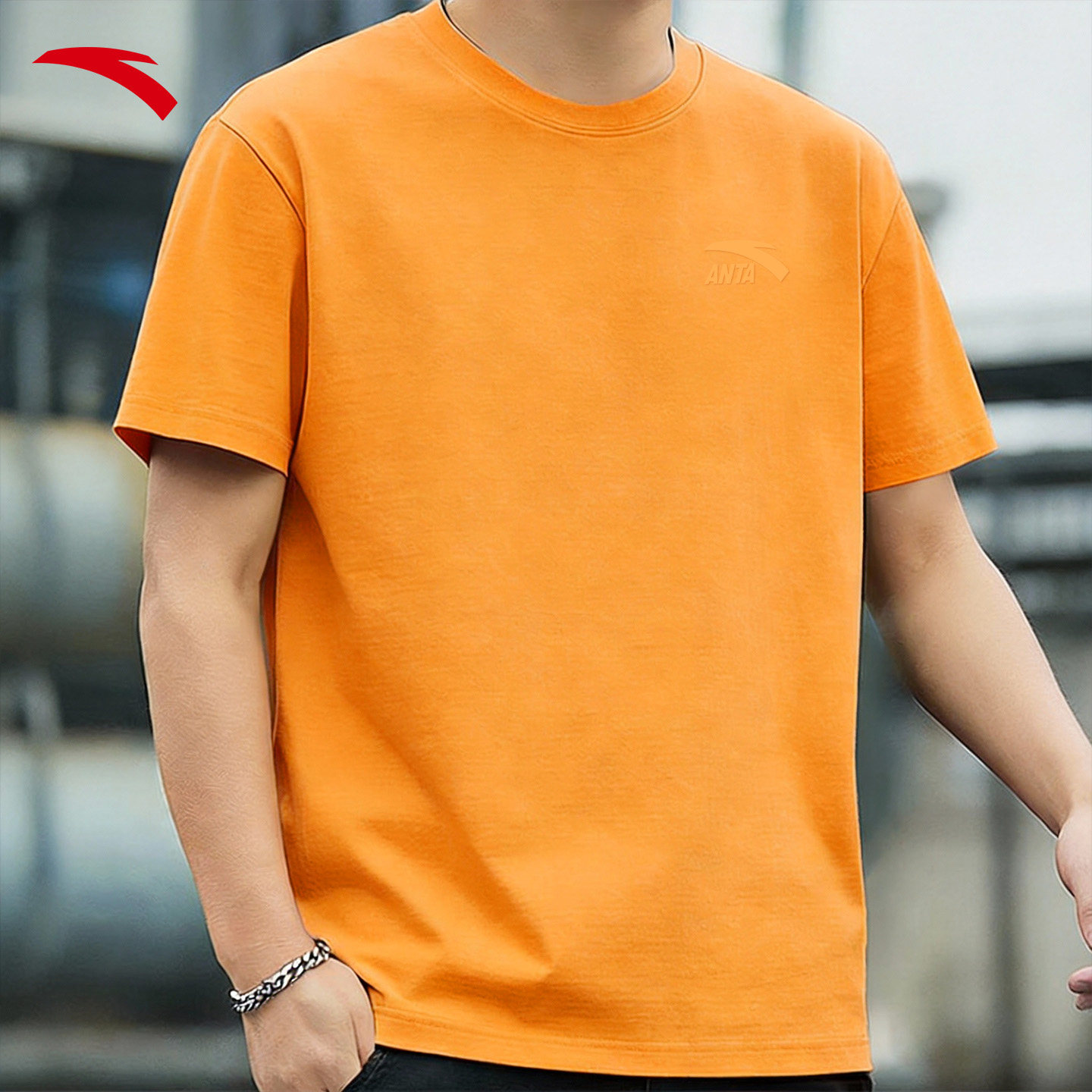 安踏短袖t恤男2026夏季新款纯棉半袖印花潮流宽松跑步青少年运动