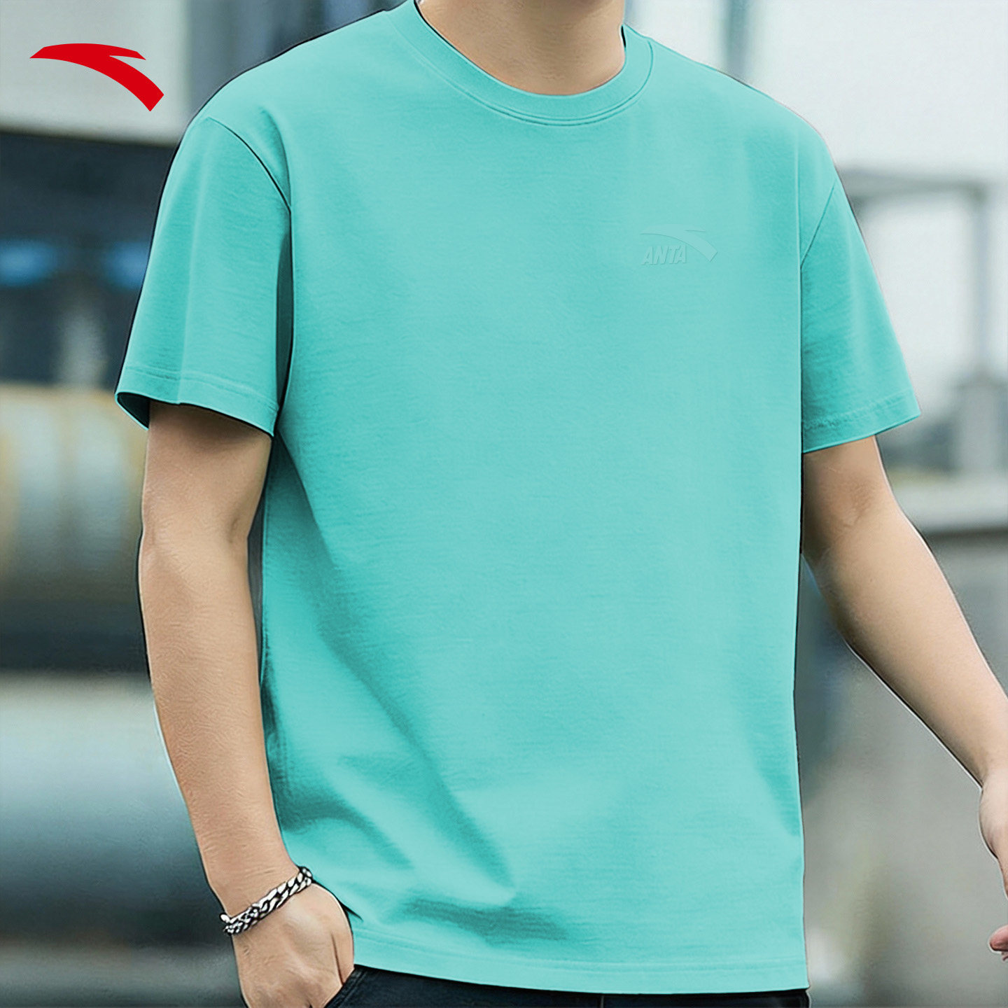 安踏短袖t恤男2026夏季新款纯棉简约潮流宽松透气青少年运动半袖