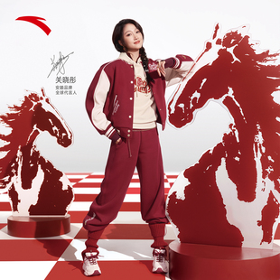 安踏好事发生新年鸿运棒球服夹克女士加绒款 运动上衣女162618703N