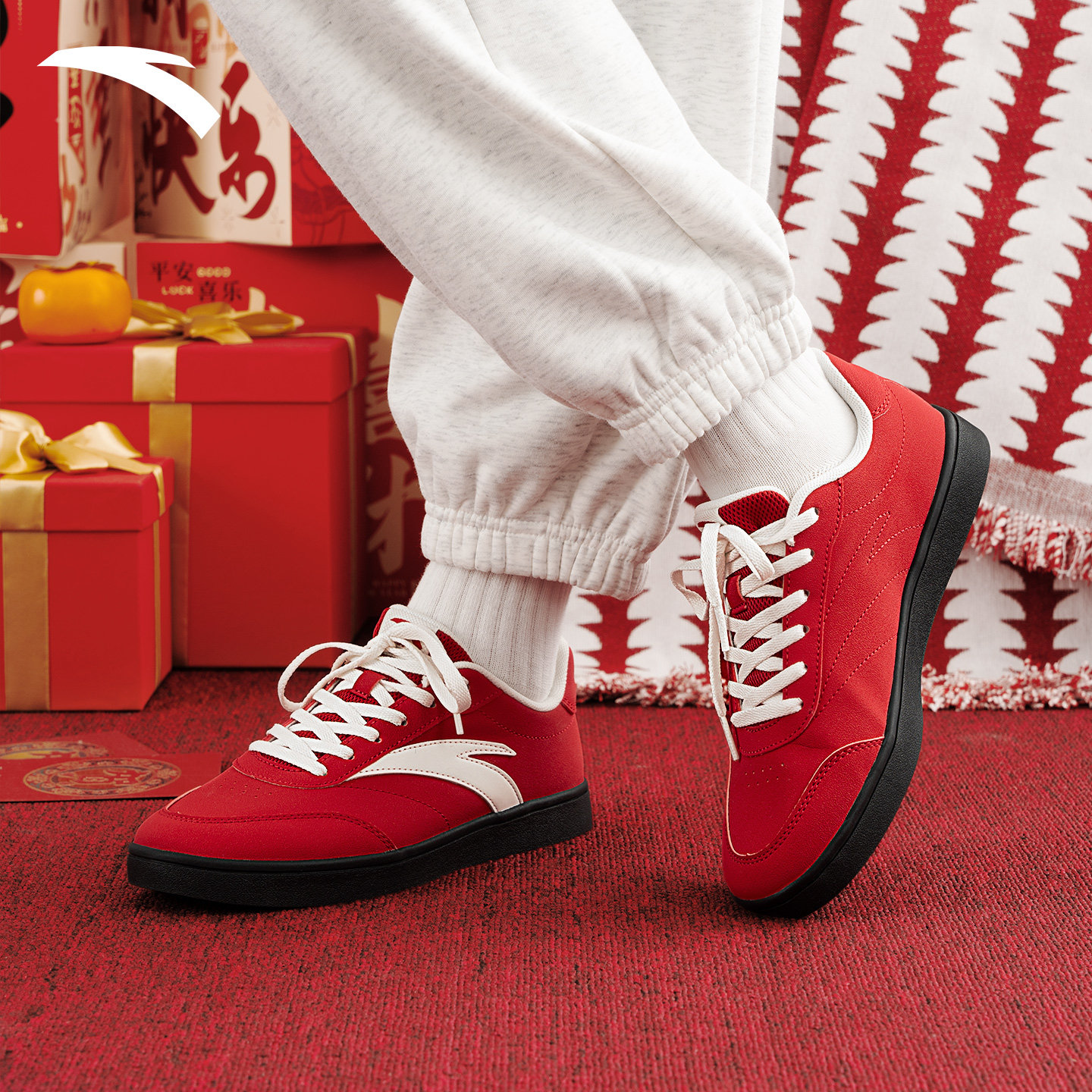 安踏本命年红色板鞋女2026春季新款女鞋薄底平底休闲运动鞋德训鞋,运动鞋new,运动休闲鞋,淘宝优惠券,粉丝福利购,淘宝优惠卷