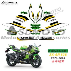适用于川崎ZX-6R 636 21-25年 全车外壳版画贴纸防水拉花全车贴纸