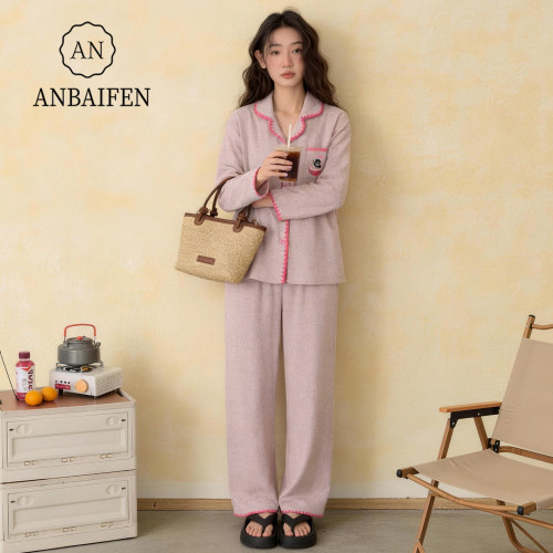 纯棉女春秋卡通家居服套装