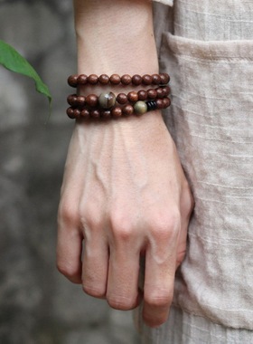 金丝檀木质佛珠手串新中式男女小