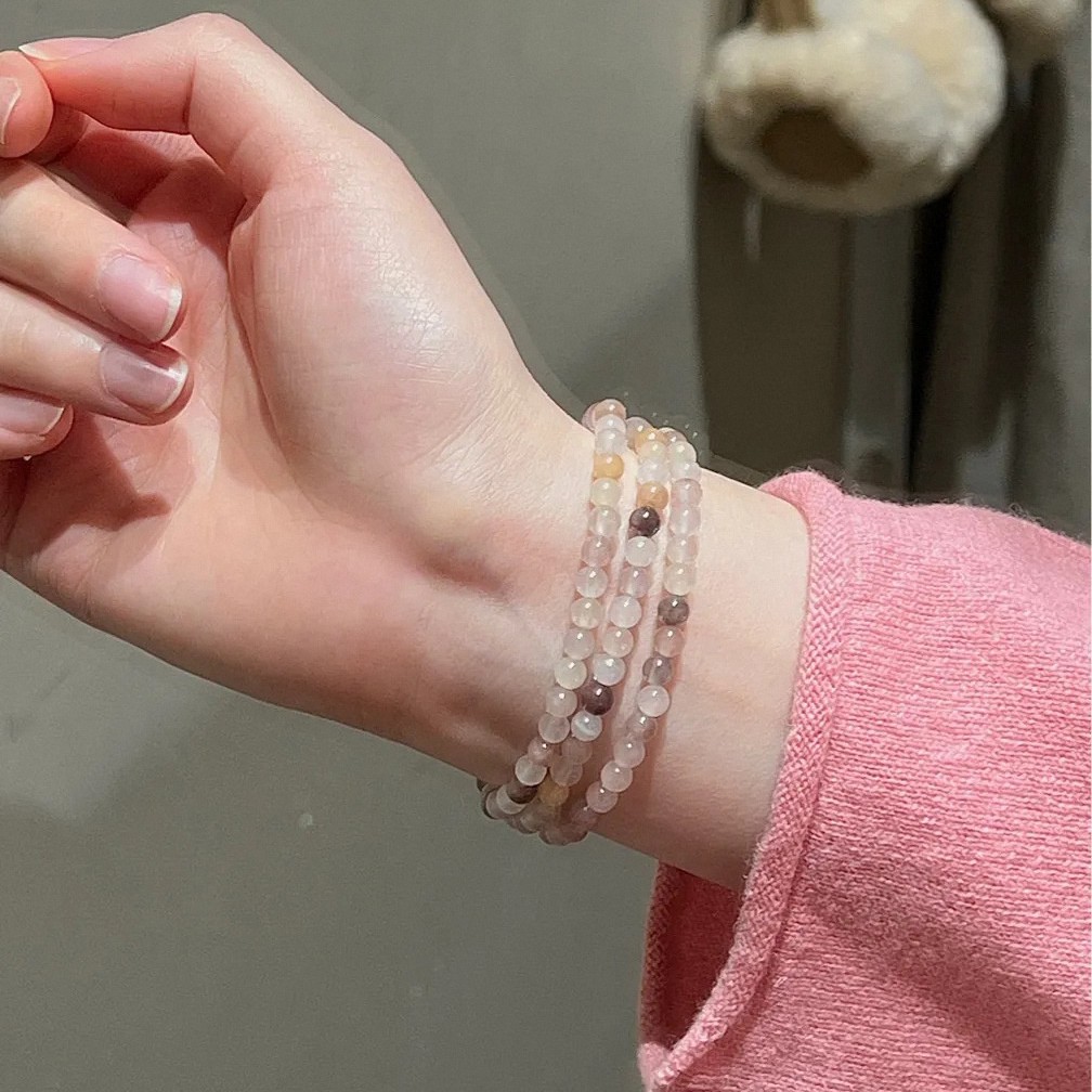 紫罗兰天然石三层叠戴手串女新中式复古多圈手链轻奢小众精致手饰