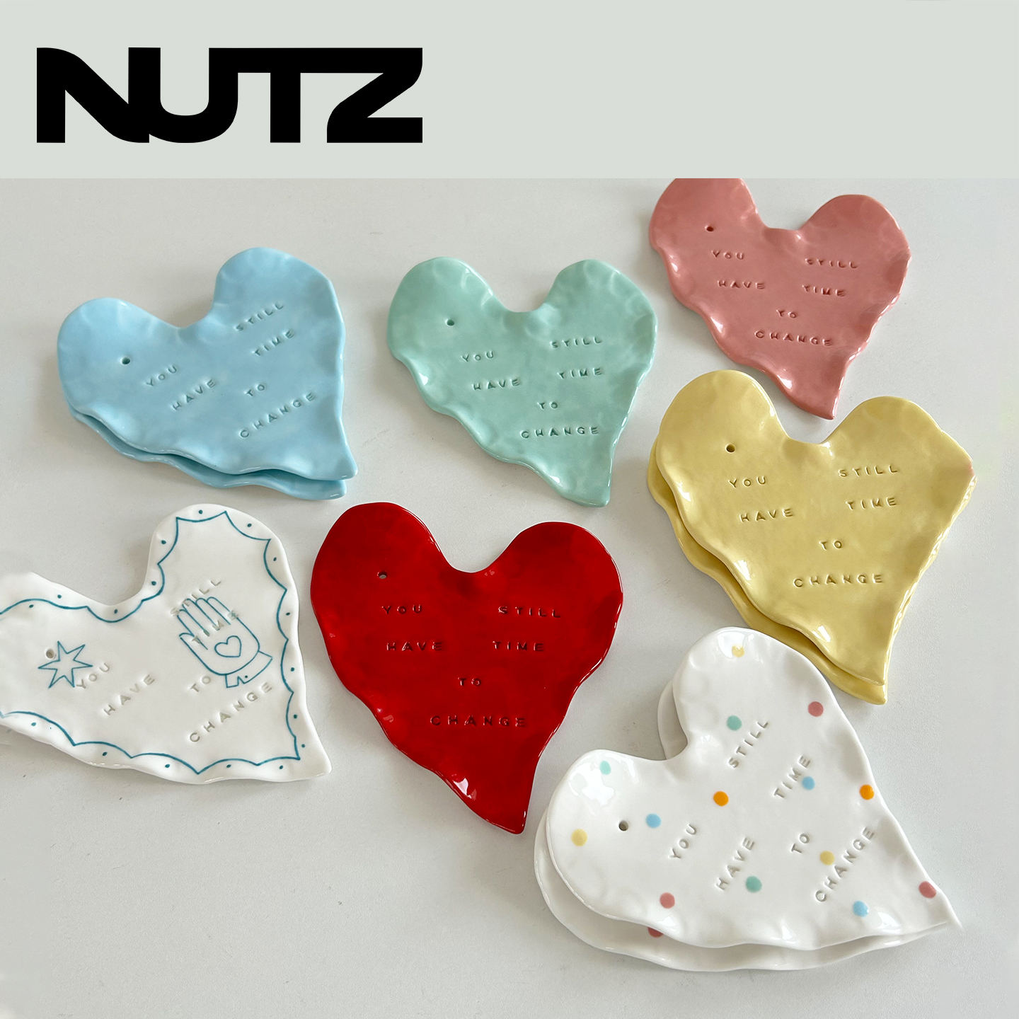 爱心陶瓷香插收纳盘家居摆件礼物