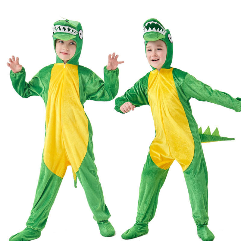 万圣节儿童恐龙Cosplay服装绿色男女童舞台表演服