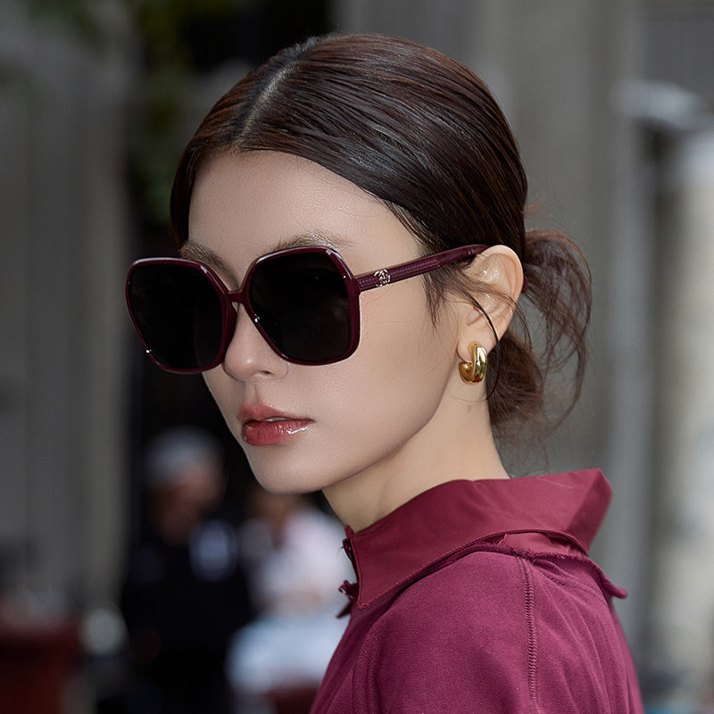 2025年新款气质复古红色大框墨镜大脸显瘦开车近视尼龙偏光太阳镜