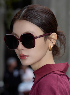 2025年新款气质复古红色大框墨镜大脸显瘦开车近视尼龙偏光太阳镜