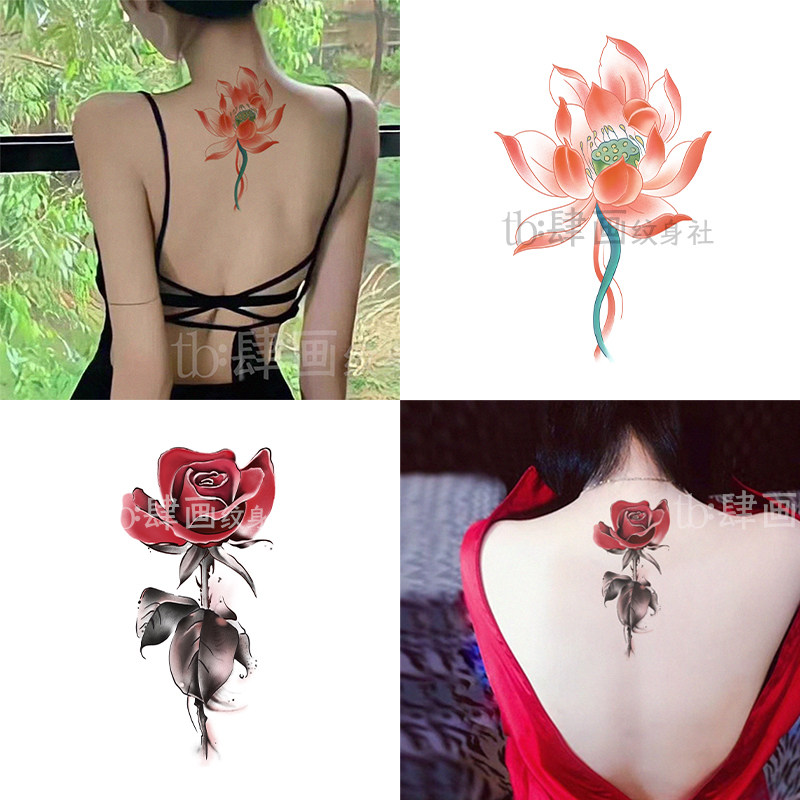 性感女神 后背花朵大图纹身贴防水持久纯欲遮盖唯美高级感可水洗