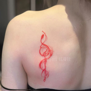 个性高级感红色蛇纹身贴男女后背手臂防水持久真实感遮盖贴纸可洗