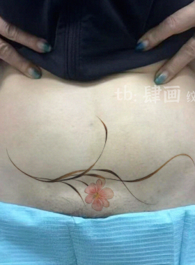腹部高颜值花朵遮疤纹身贴纸性感
