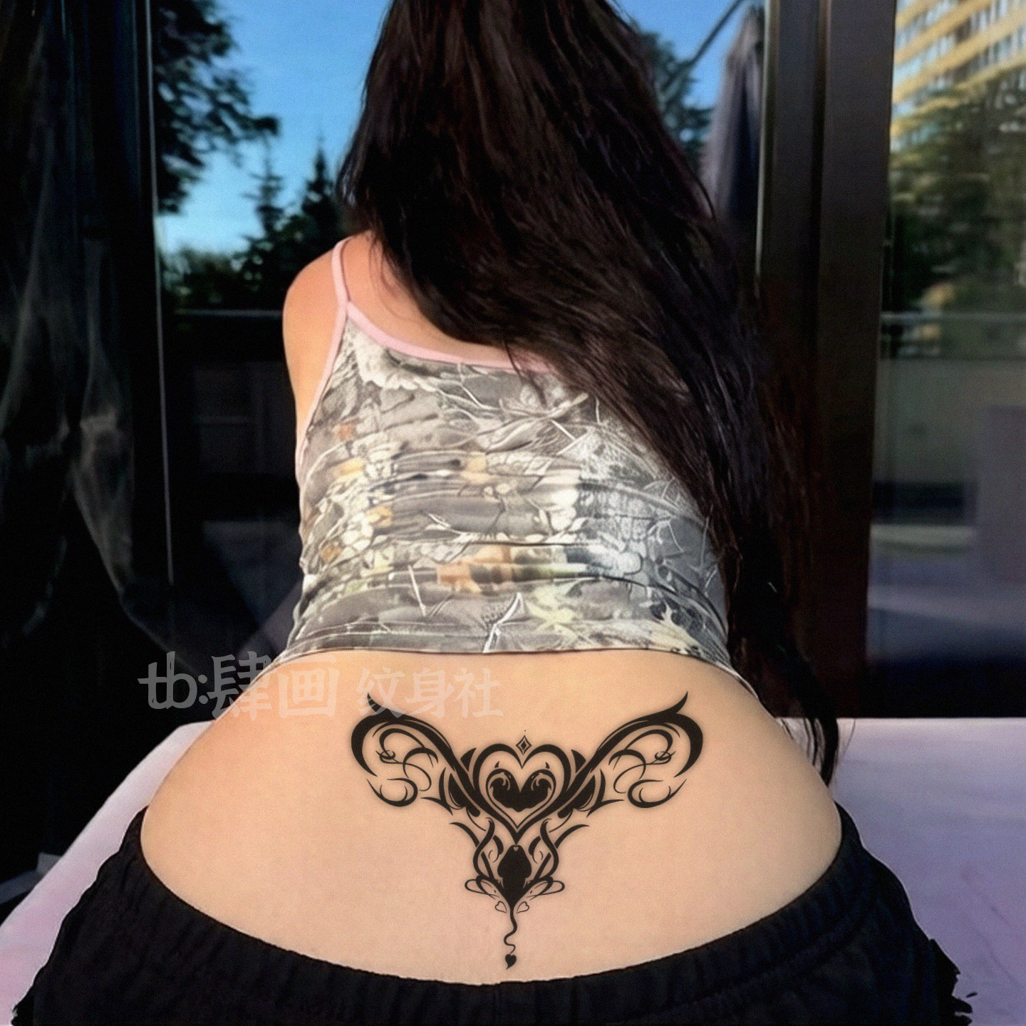 超辣妹后腰草本纹身贴魅魔腹部防水持久性感纯欲防搓sm白虎中出女