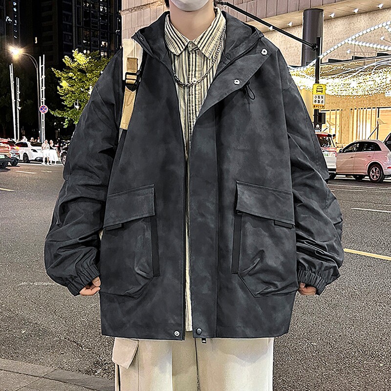 外套男春秋季潮流工装夹克痞帅气休闲褂子秋天上衣服潮牌冲锋风衣