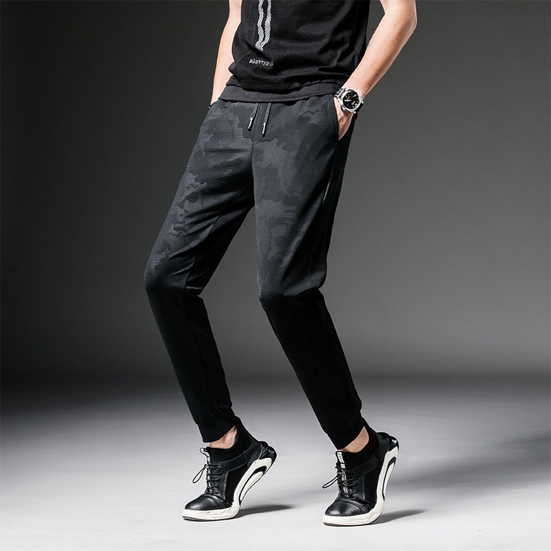 夏季9九分裤男韩版潮流宽松休闲运动空调速干网眼冰丝薄款长裤子