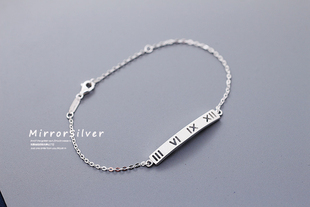 罗马数字手链纯银s925男女情侣款手镯手饰品时尚简约个性轻奢小众