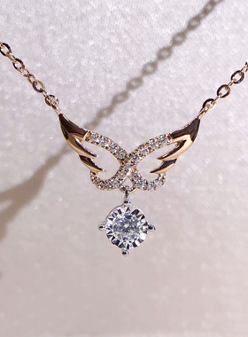 纯银翅膀钻石吊坠轻奢小众锁骨链