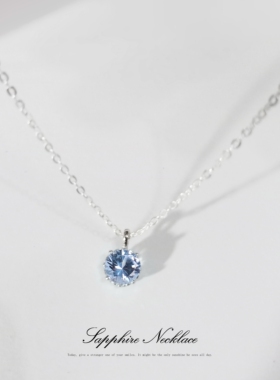 一抹幽蓝项链女s925钻海蓝宝时尚