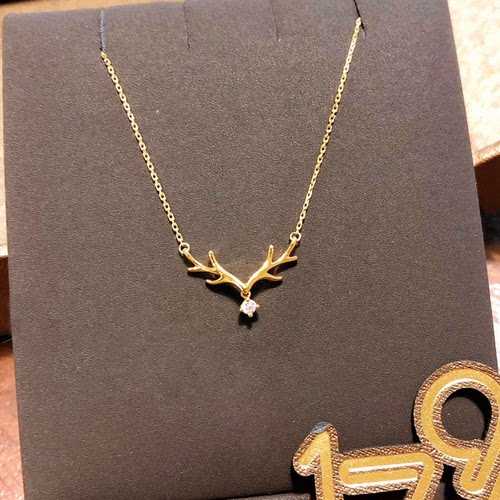 鹿角镶钻生日礼物送女友银项链