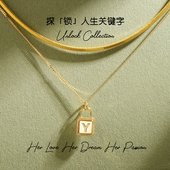 18K金字母项链定制锁头英文吊坠女锁骨链博主同款 甜美情人节礼物