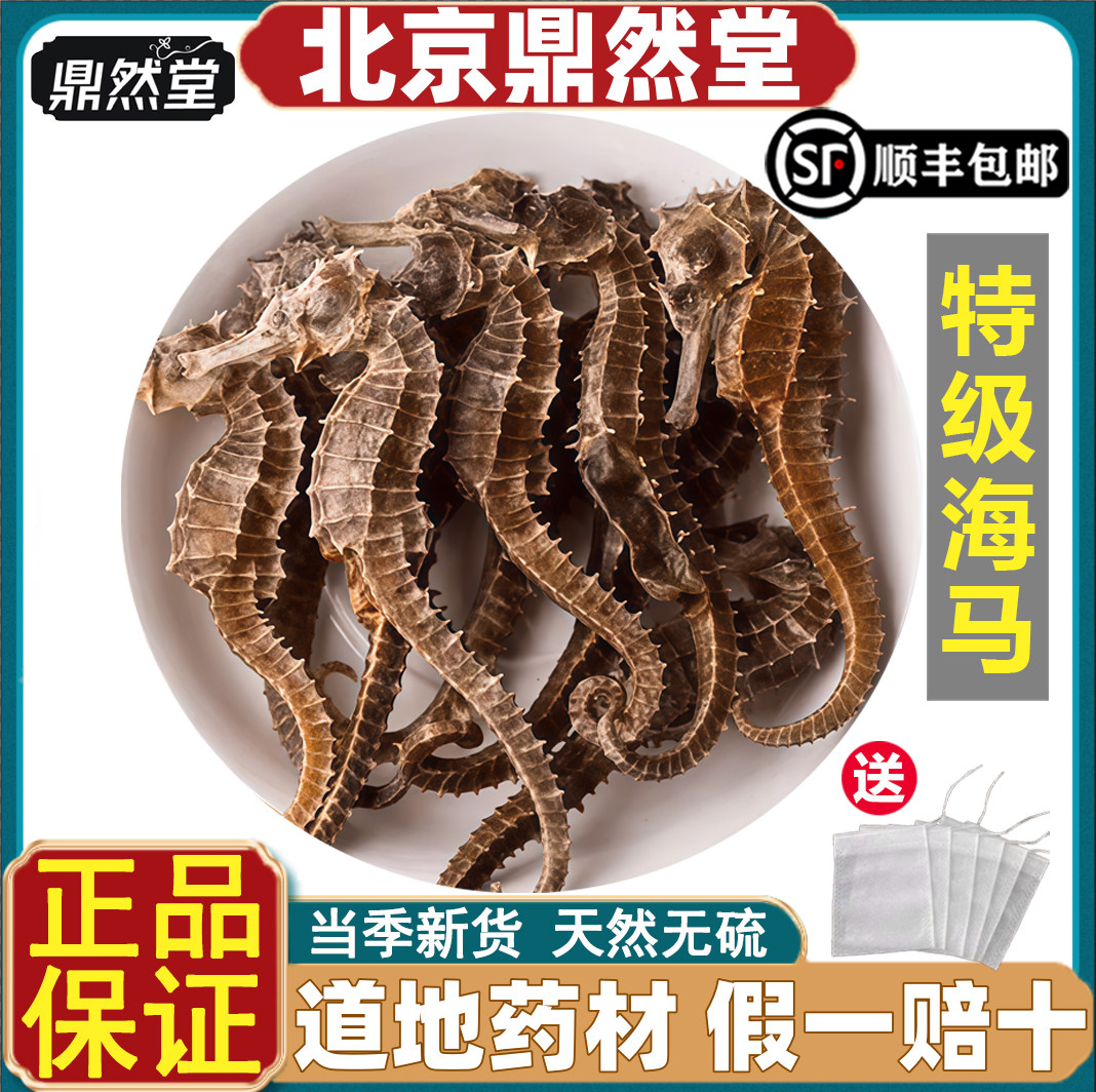 北京鼎然堂特级海马三斑海马干货泡酒海龙大海马煲汤配对公母道地